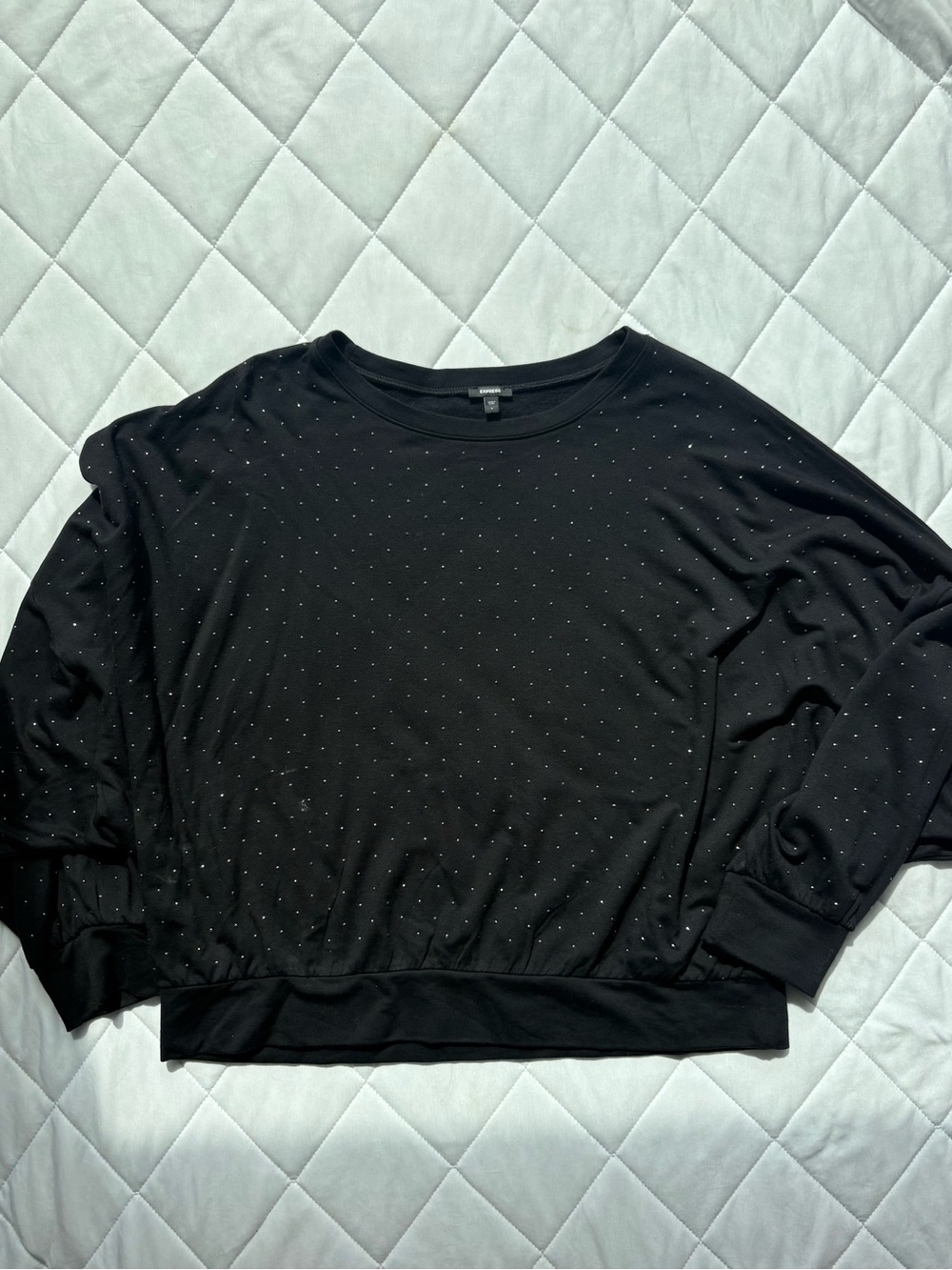 Express Black All Over Rhinestone Studded Sweatshirt